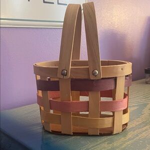 Wooden Woven Basket with Adjustable Handles